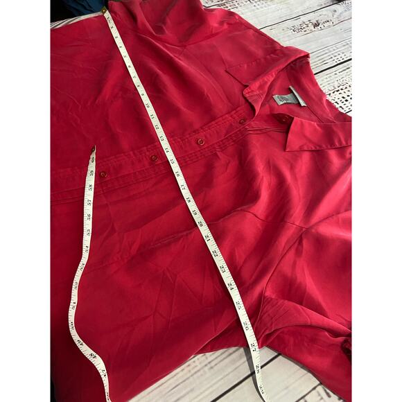 Catherines Button Front Shirt Womens 2X 22/24W Long Sleeve Collar Roll Tab Pink - Picture 6 of 10